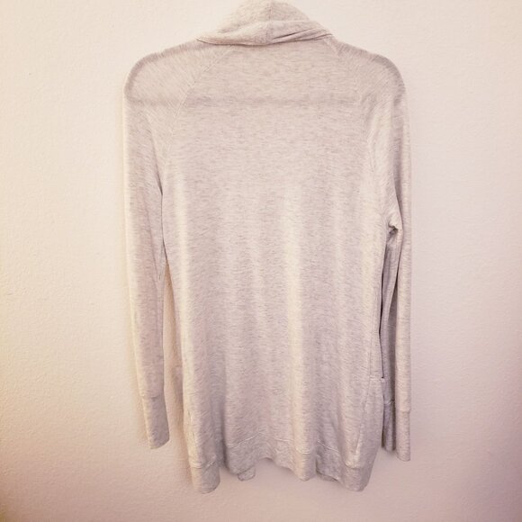 Athleta Lt Grey Drape Neck Open Front Jacket with Pockets/Thumbholes XS EUC - Picture 5 of 8